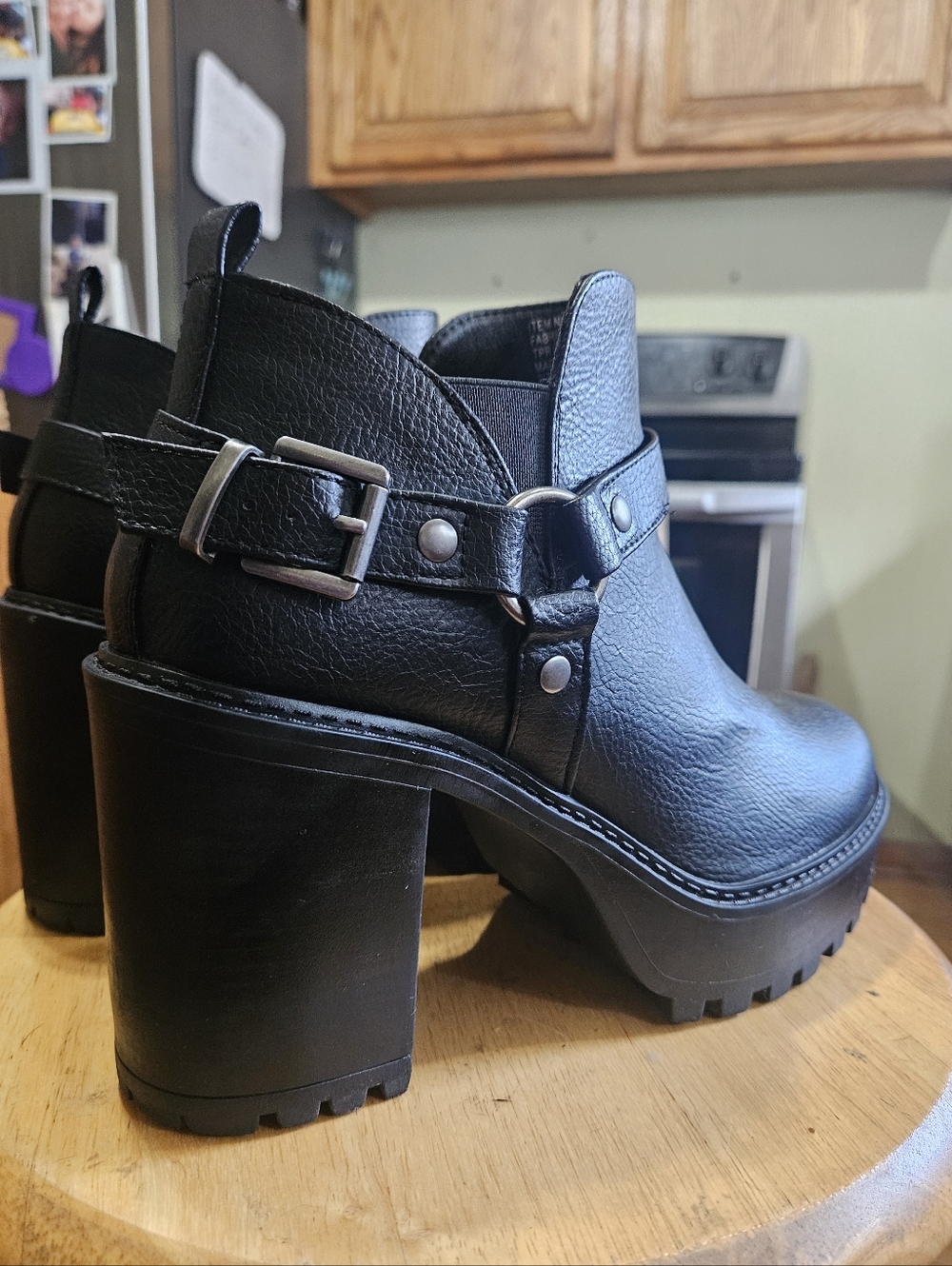 💥SALE💥Torrid Black Lug Sole Chunky Heel Ankle Boots - Picture 7 of 11